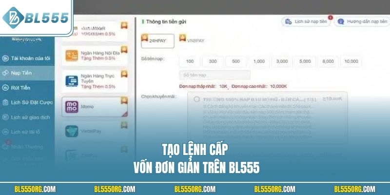Tạo lệnh cấp vốn đơn giản trên BL555