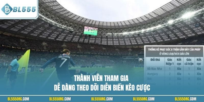 Thành viên tham gia dễ dàng theo dõi diễn biến kèo cược
